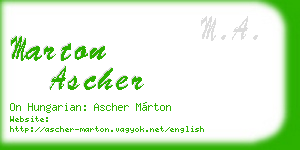 marton ascher business card