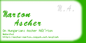 marton ascher business card